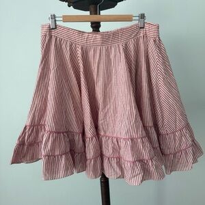 🎀 Vintage Jeri Bee Square Dance Circle Skirt Striped Ruffle Hem USA Petite M/L